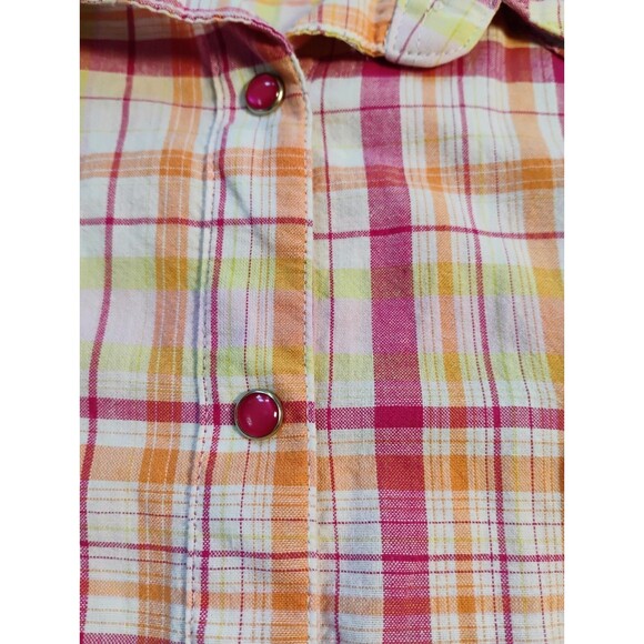 Wrangler Blues Women's Plaid Sleeveless Blouse With Pearl‎ Snaps, Size XL - Picture 3 of 6